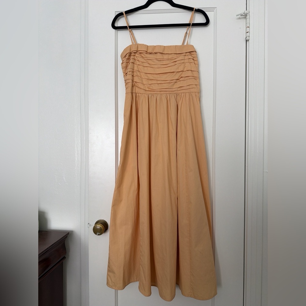 Abercrombie & Fitch Peach Strapless Maxi Dress with Ruffle Detail